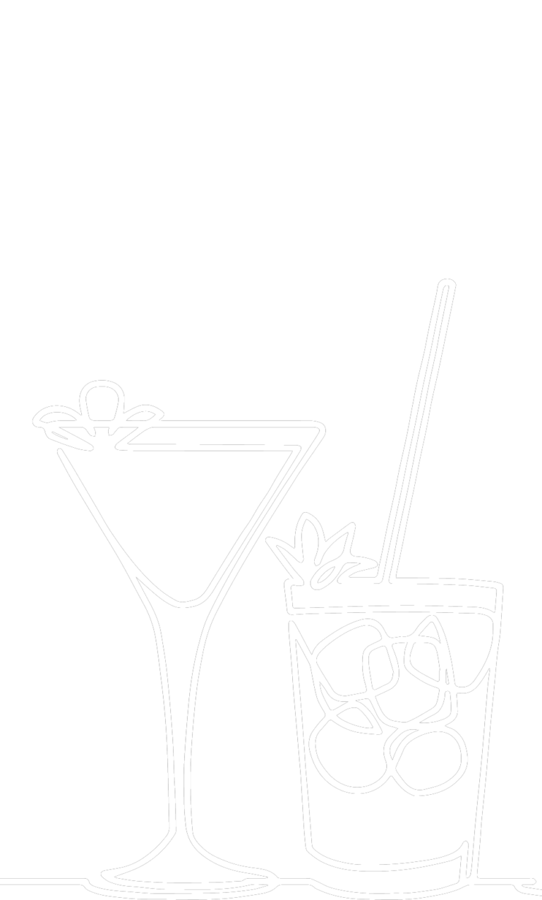 een lijntekening van twee cocktails in het wit