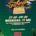 Flyer voor het feest Summer break jungle festijn in club Eve op 25 mei
